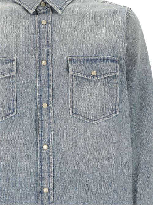 Camicia denim di cotone azzurro Saint Laurent | 604792Y18UA4176